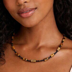 Vintage Tiger Eye Stone & Seed Bead Necklace